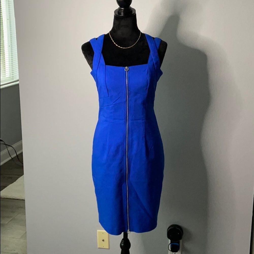 Blue zip front Calvin Klein dress